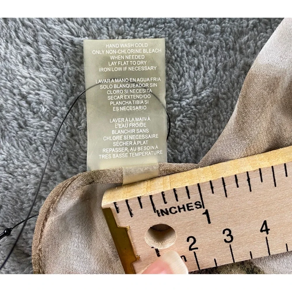 Calvin Klein Womens Abstract Tie Dye Chiffon Scarf Beige Brown Neutral Oblong